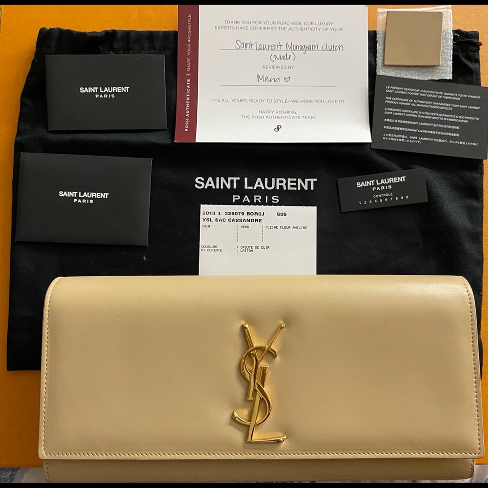 SOLD **** YSL Cassandre Clutch Nude